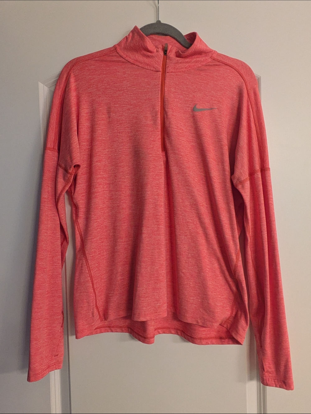 Nike Coral Heather Quarter-Zip Long Sleeve Top